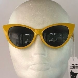 PETALS AND PEACOCKS Bright Yellow Cat Eye Unisex Sunglasses Y2K Boho Festival